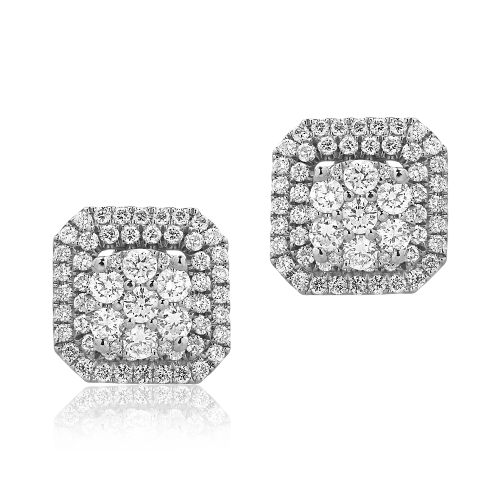 Cercei stud din aur alb cu diamante de 0.4ct - imagine 2