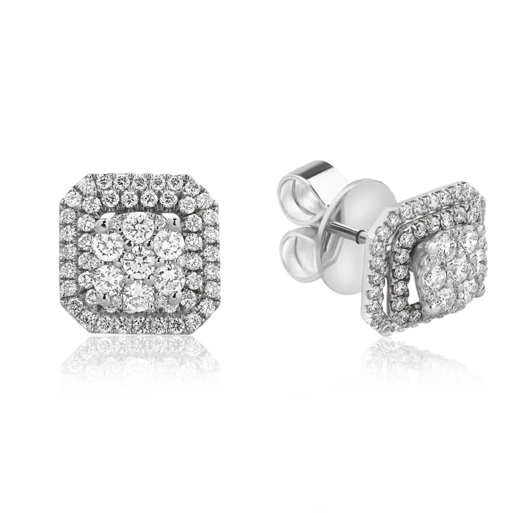 Cercei stud din aur alb cu diamante de 0.4ct