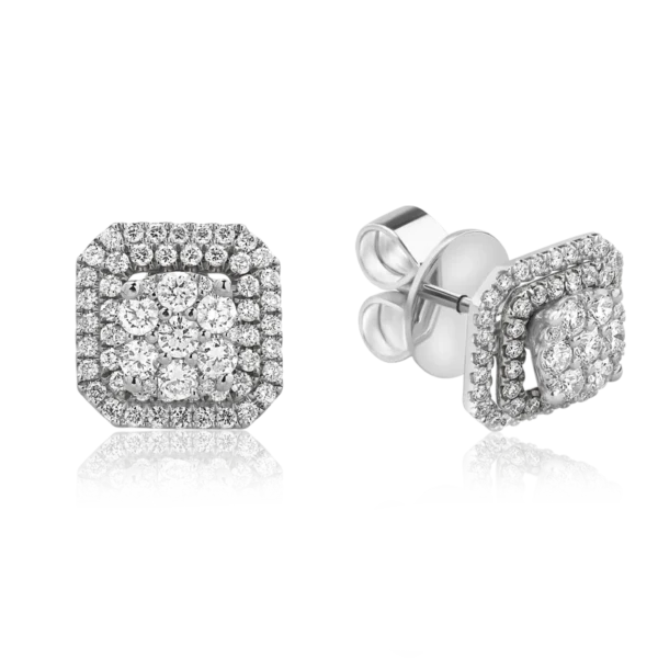 Cercei stud din aur alb cu diamante de 0.4ct