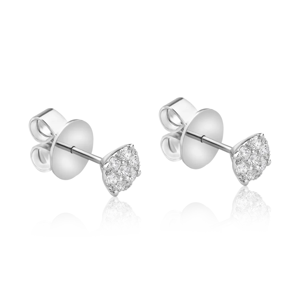 Cercei stud din aur alb cu diamante de 0.4ct - imagine 3