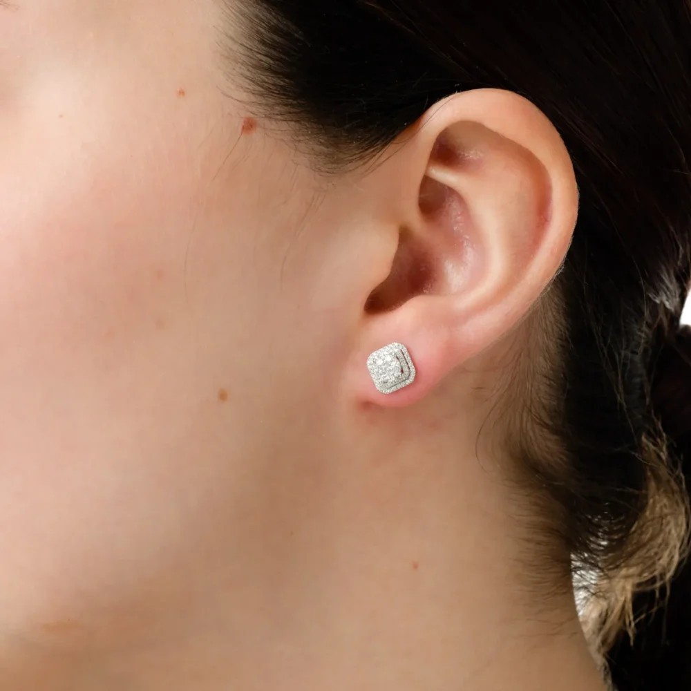 Cercei stud din aur alb cu diamante de 0.4ct - imagine 4