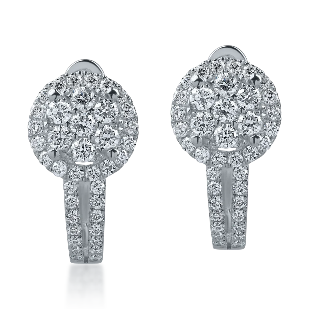 Cercei stud din aur alb cu diamante de 0.4ct - imagine 2