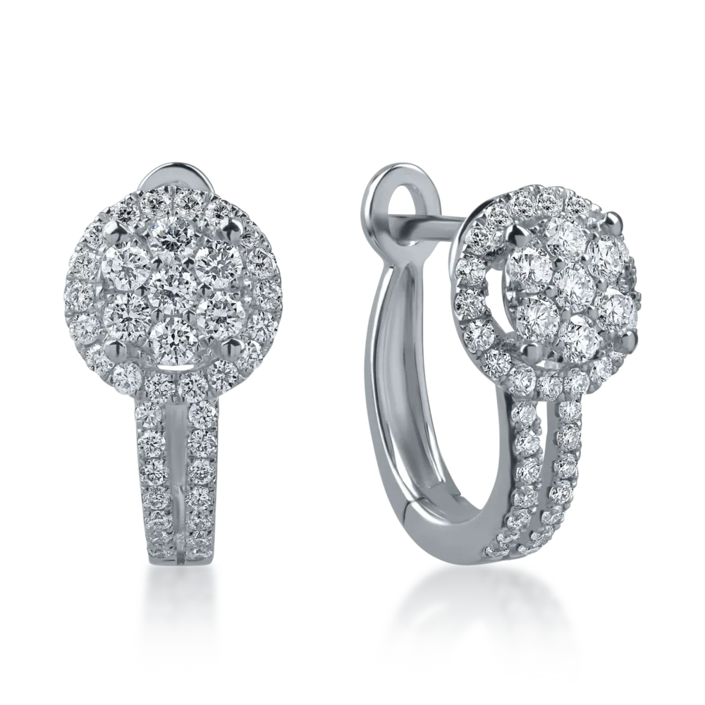 Cercei stud din aur alb cu diamante de 0.4ct