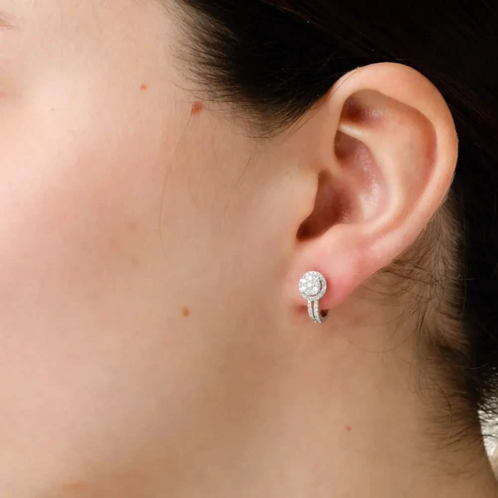 Cercei stud din aur alb cu diamante de 0.4ct - imagine 3