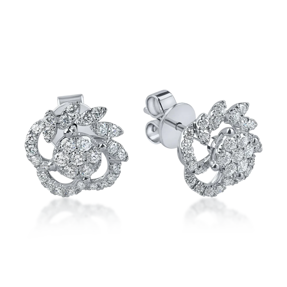 Cercei stud din aur alb cu diamante de 0.7ct