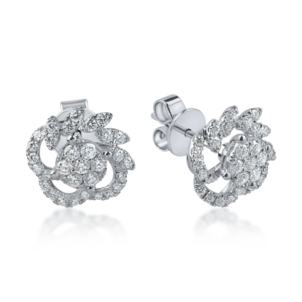 Cercei stud din aur alb cu diamante de 0.7ct