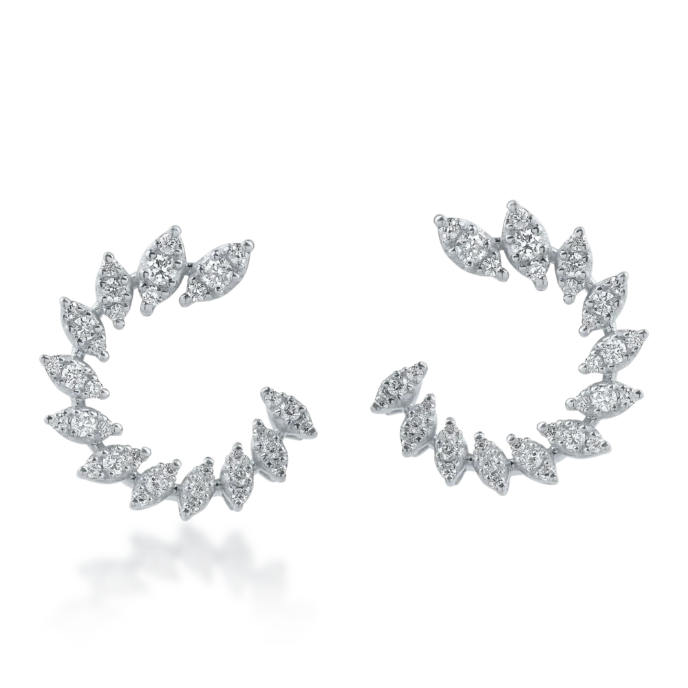 Cercei stud din aur alb cu diamante de 0.84ct - imagine 2