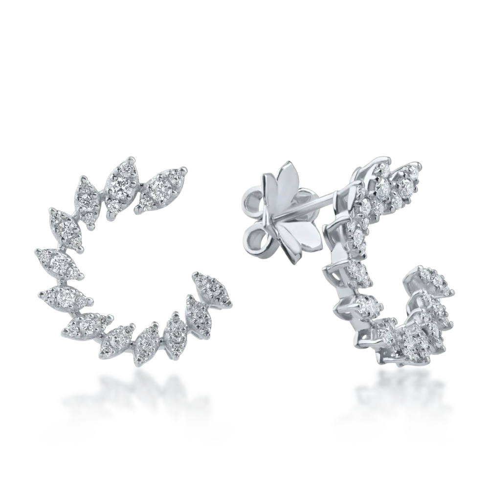 Cercei stud din aur alb cu diamante de 0.84ct