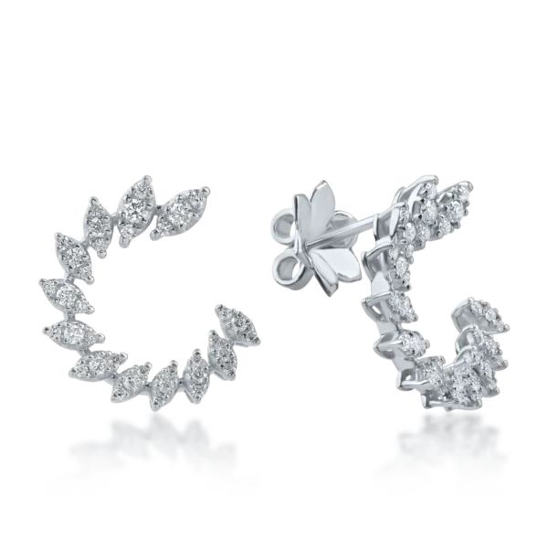 Cercei stud din aur alb cu diamante de 0.84ct