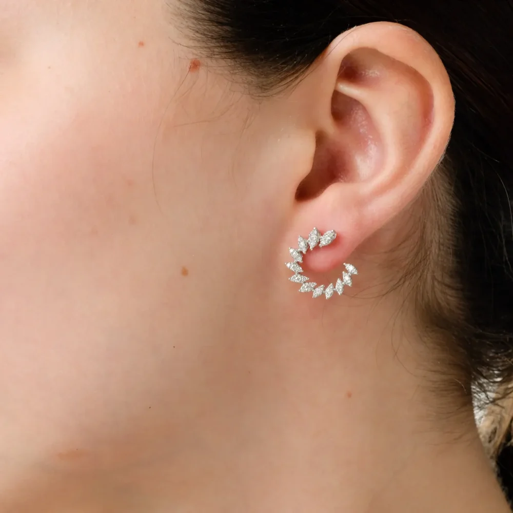 Cercei stud din aur alb cu diamante de 0.84ct - imagine 3