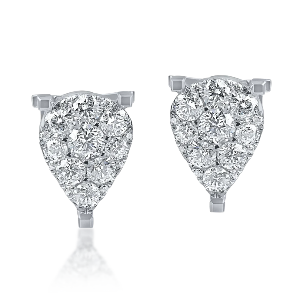 Cercei stud din aur alb cu diamante de 0.9ct