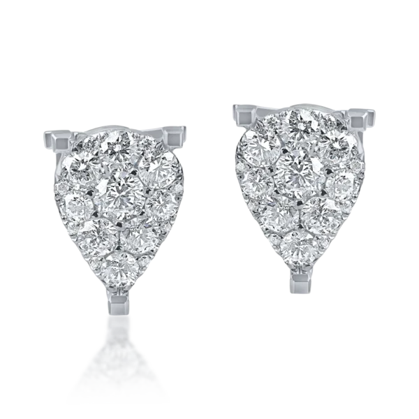 Cercei stud din aur alb cu diamante de 0.9ct