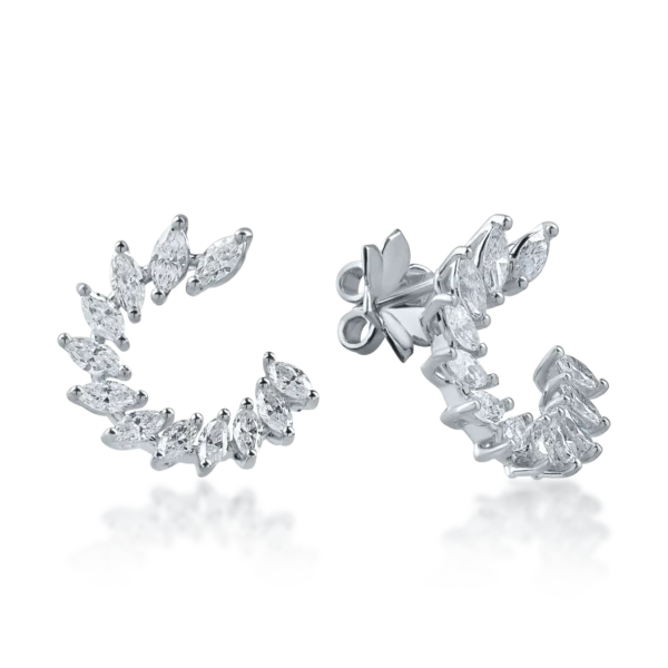 Cercei stud din aur alb cu diamante marquise de 1.4ct
