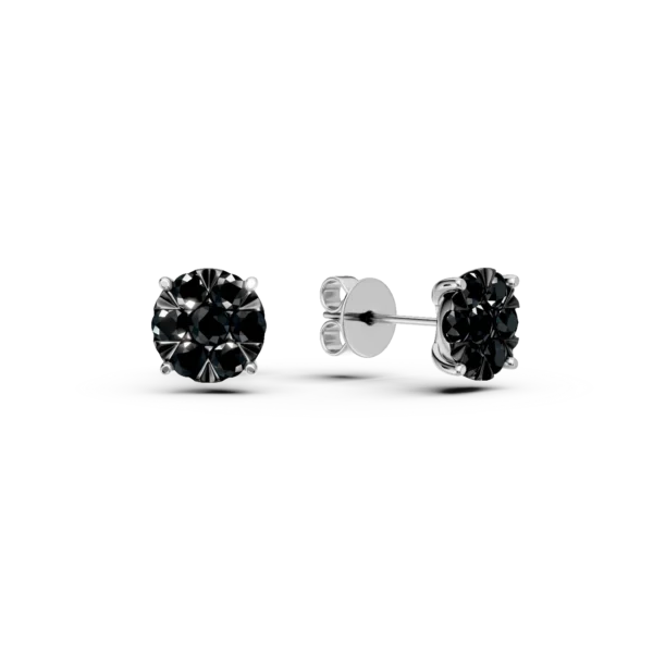 Cercei stud din aur alb cu diamante microsetting negre de 0.6ct