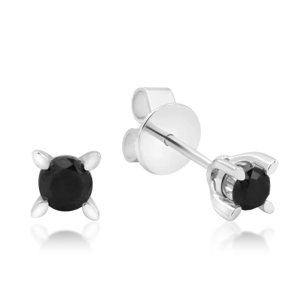 Cercei stud din aur alb cu diamante negre de 0.4ct