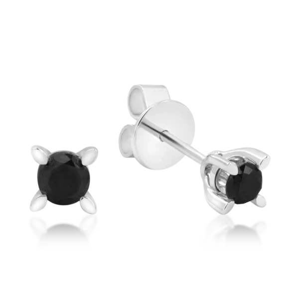 Cercei stud din aur alb cu diamante negre de 0.4ct