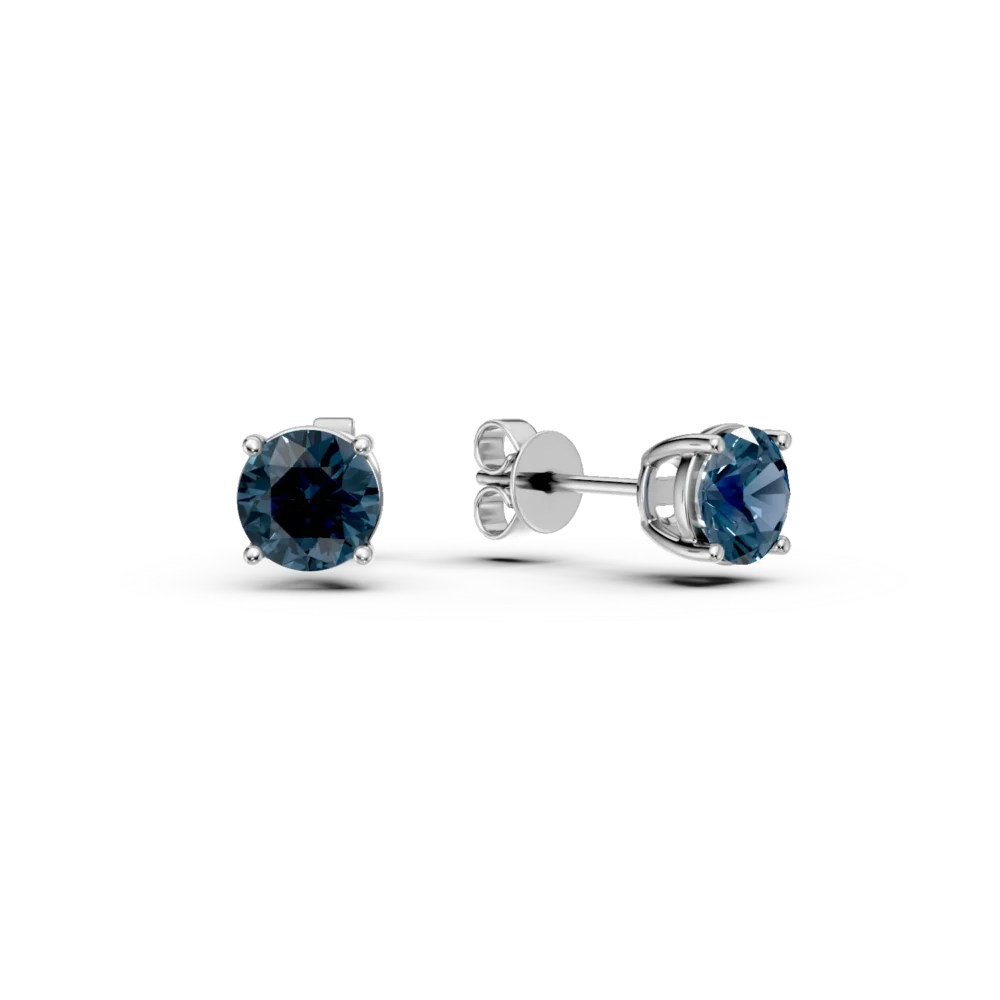 Cercei stud din aur alb cu topaze london blue de 2.07ct