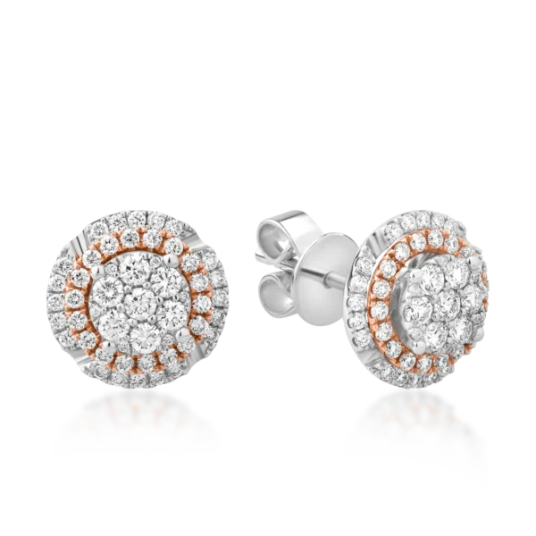Cercei stud din aur alb-roz cu diamante de 0.86ct