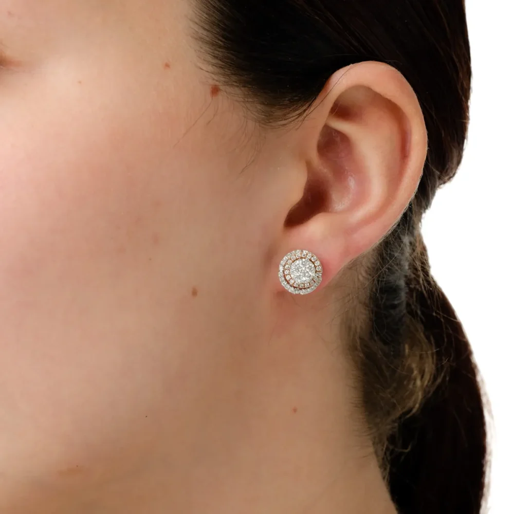 Cercei stud din aur alb-roz cu diamante de 0.86ct - imagine 4