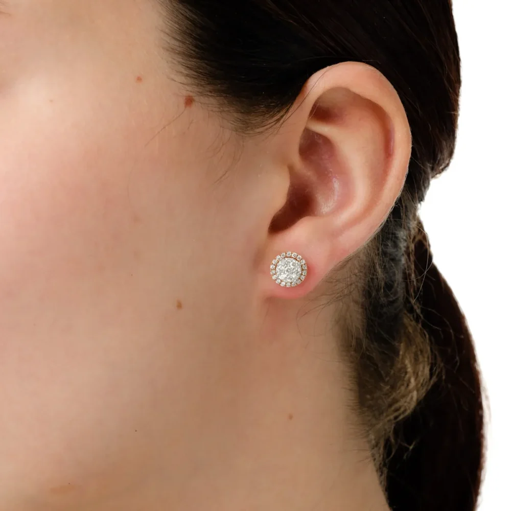 Cercei stud din aur alb-roz cu diamante de 0.86ct - imagine 5