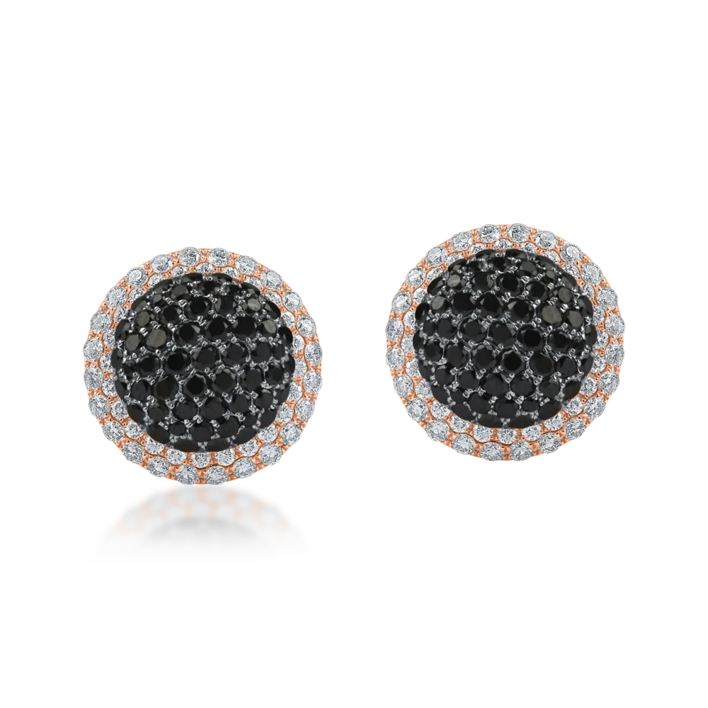 Cercei stud din aur alb-roz cu diamante de 2.7ct - imagine 2