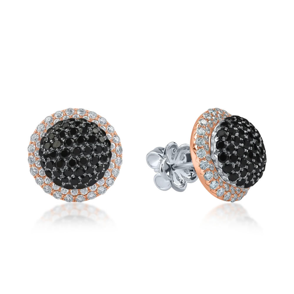 Cercei stud din aur alb-roz cu diamante de 2.7ct