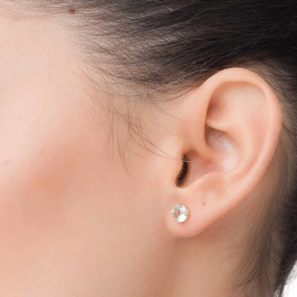 Cercei stud din aur galben cu acvamarine de 1.2ct - imagine 4