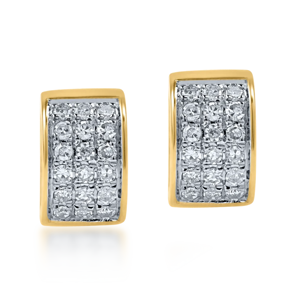 Cercei stud din aur galben cu diamante de 0.137ct - imagine 2