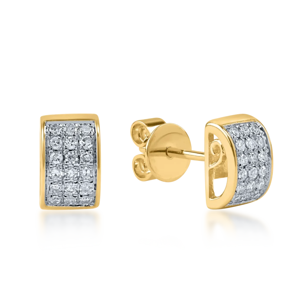 Cercei stud din aur galben cu diamante de 0.137ct