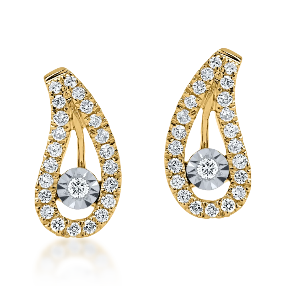 Cercei stud din aur galben cu diamante de 0.18ct - imagine 2