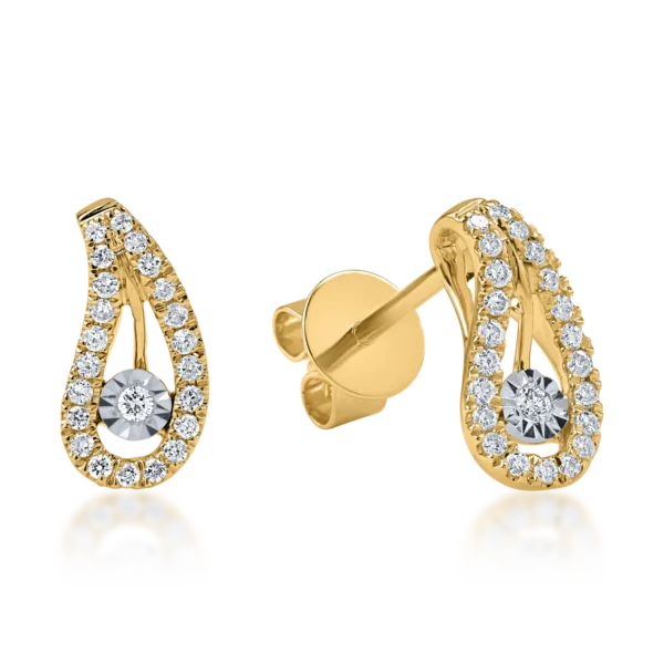 Cercei stud din aur galben cu diamante de 0.18ct