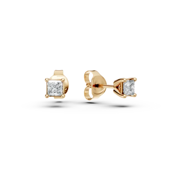 Cercei stud din aur galben cu diamante princess de 0.2ct