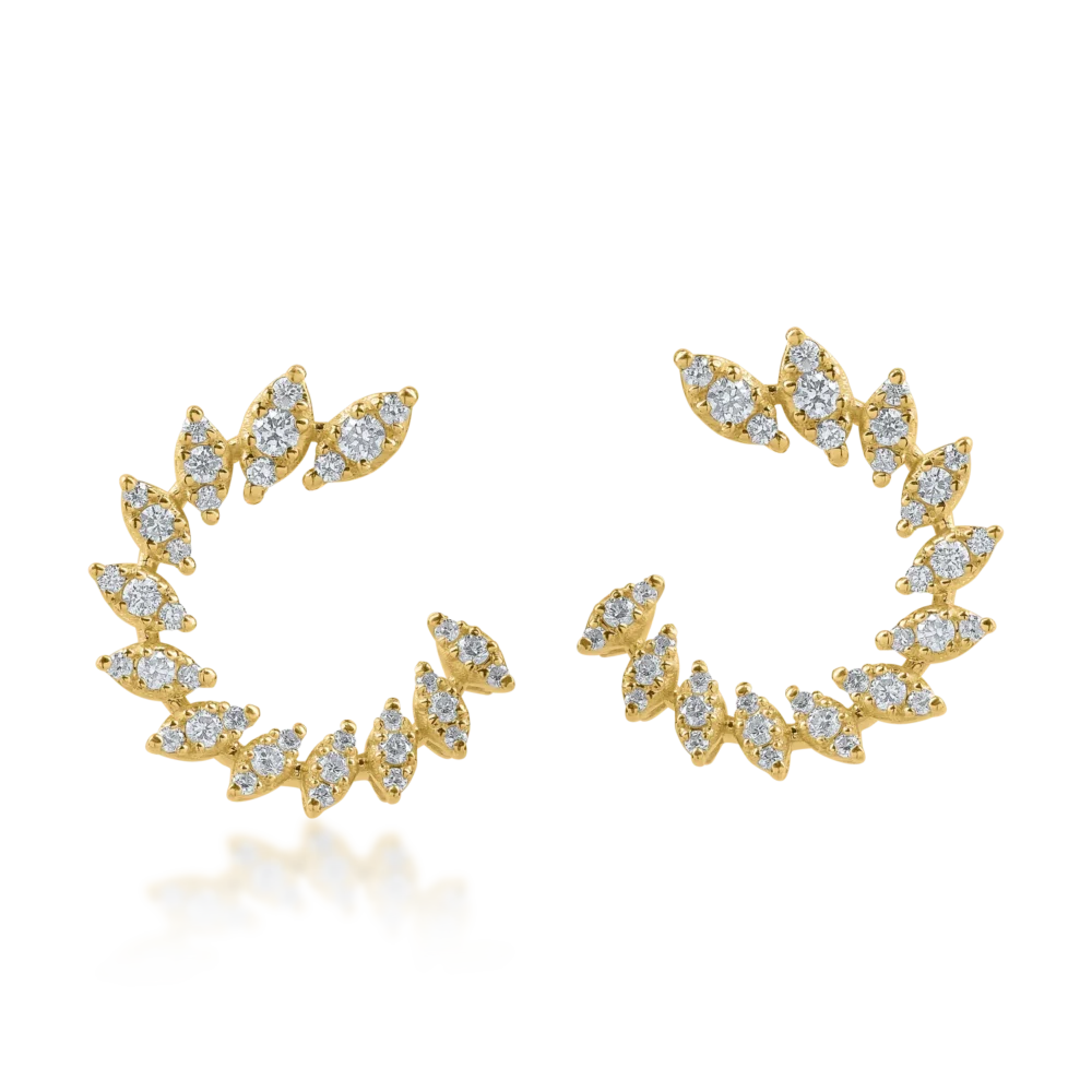 Cercei stud din aur galben cu diamante de 0.84ct - imagine 2