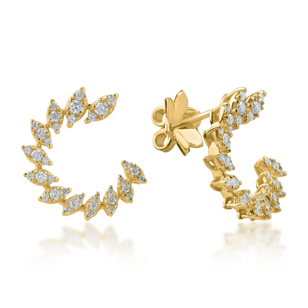 Cercei stud din aur galben cu diamante de 0.84ct