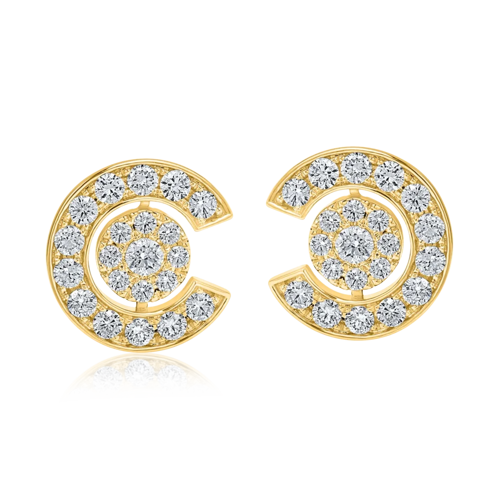 Cercei stud din aur galben cu diamante de 2.09ct - imagine 2