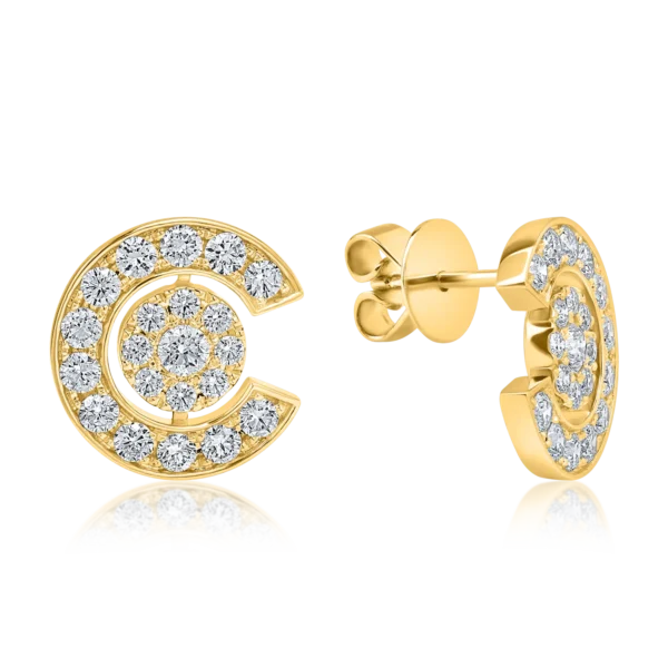 Cercei stud din aur galben cu diamante de 2.09ct