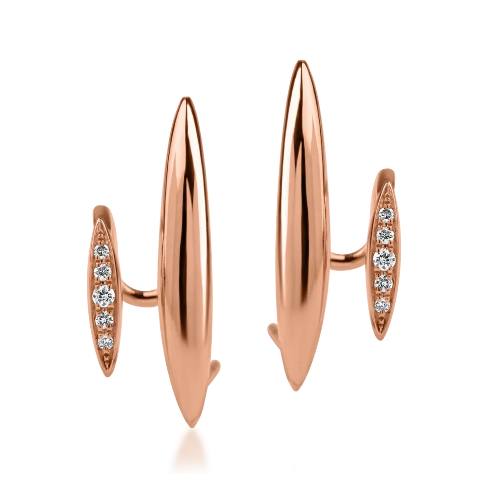 Cercei stud din aur roz cu diamante de 0.037ct - imagine 2