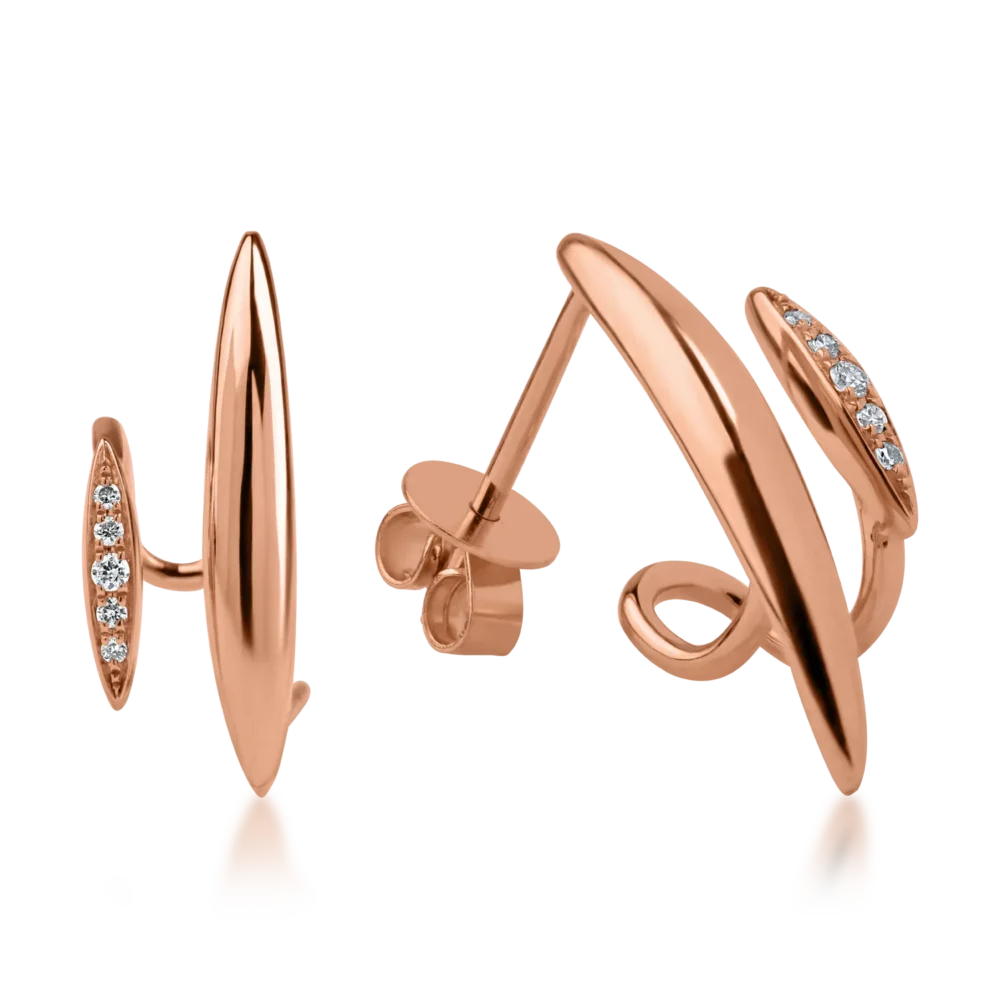 Cercei stud din aur roz cu diamante de 0.037ct