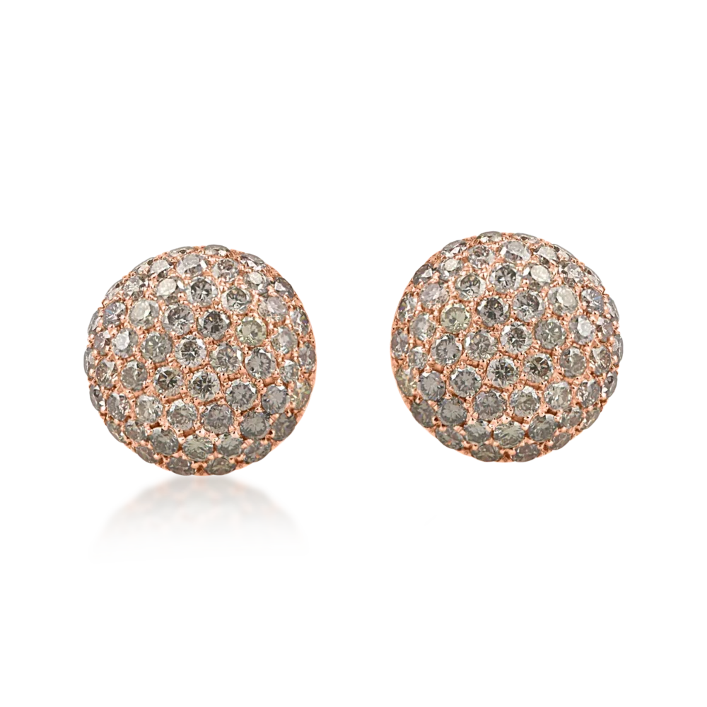 Cercei stud din aur roz cu diamante maro de 1.2ct - imagine 2