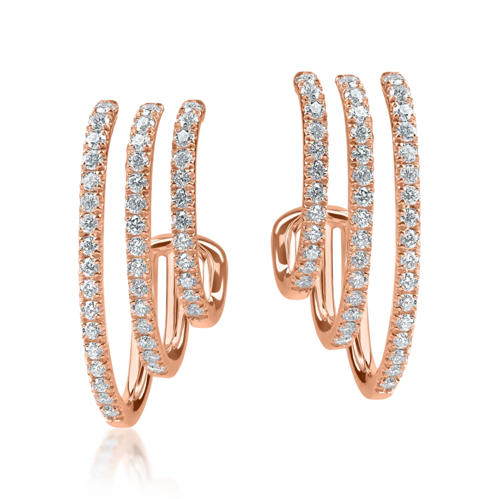 Cercei stud din aur roz cu diamante microsetting de 0.6ct - imagine 2