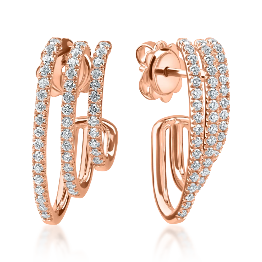 Cercei stud din aur roz cu diamante microsetting de 0.6ct