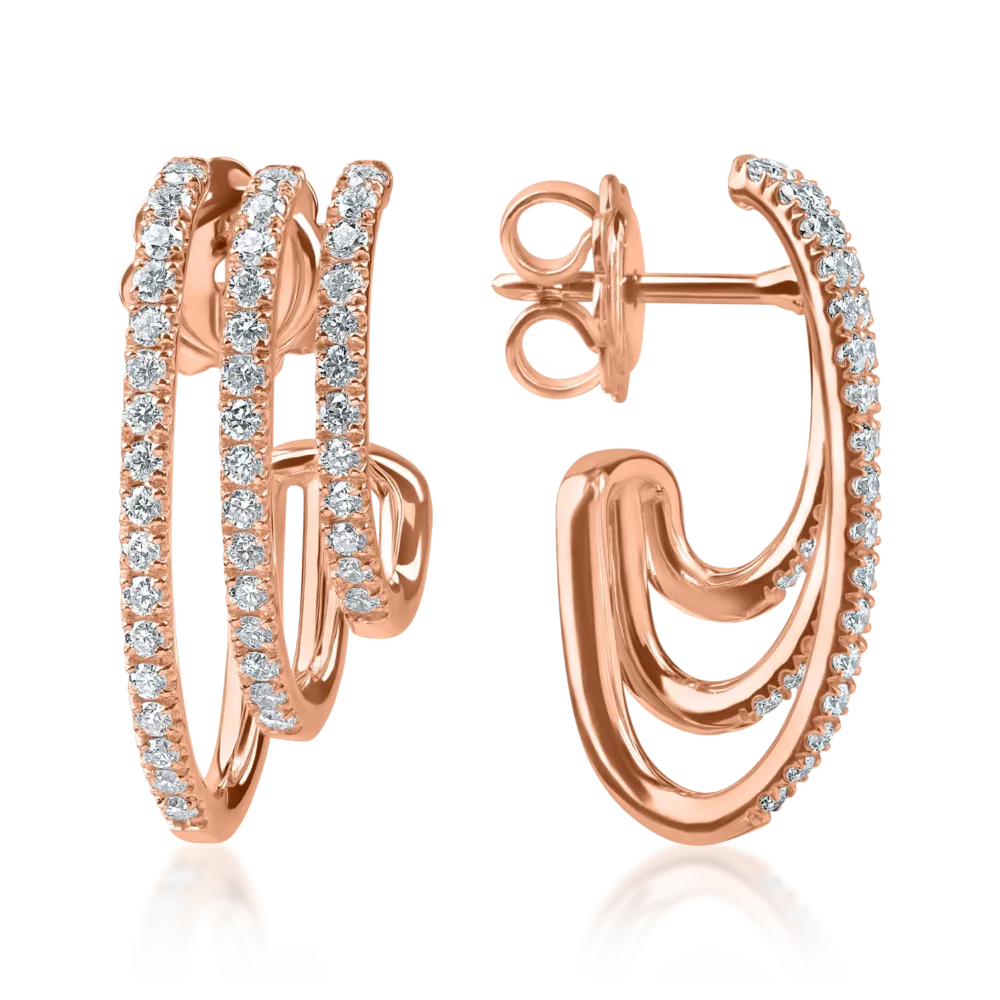 Cercei stud din aur roz cu diamante microsetting de 0.6ct - imagine 3