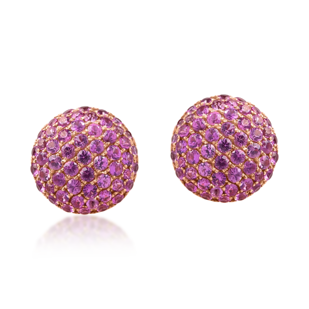 Cercei stud din aur roz cu safire roz de 1.4ct - imagine 2
