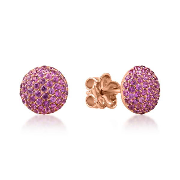 Cercei stud din aur roz cu safire roz de 1.4ct