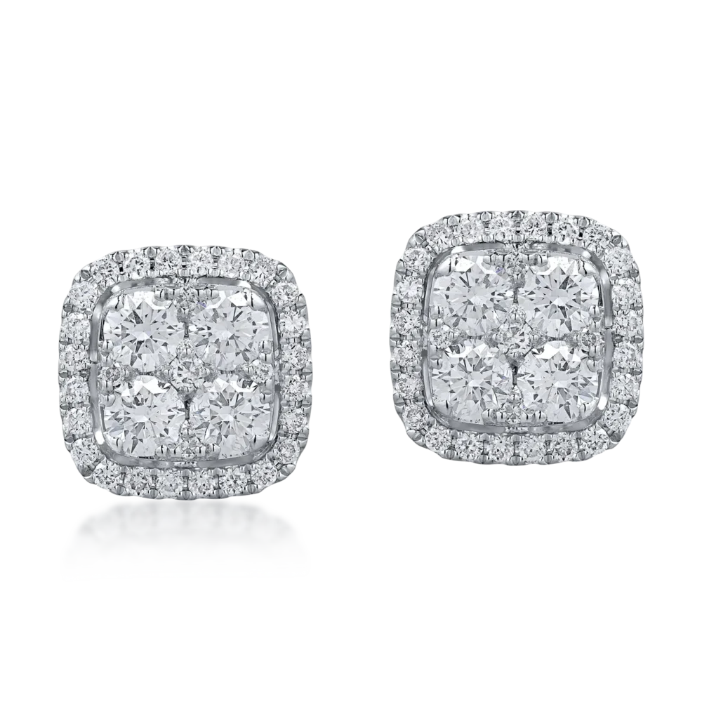 Cercei stud geometrici din aur alb cu diamante de 1.09ct - imagine 2