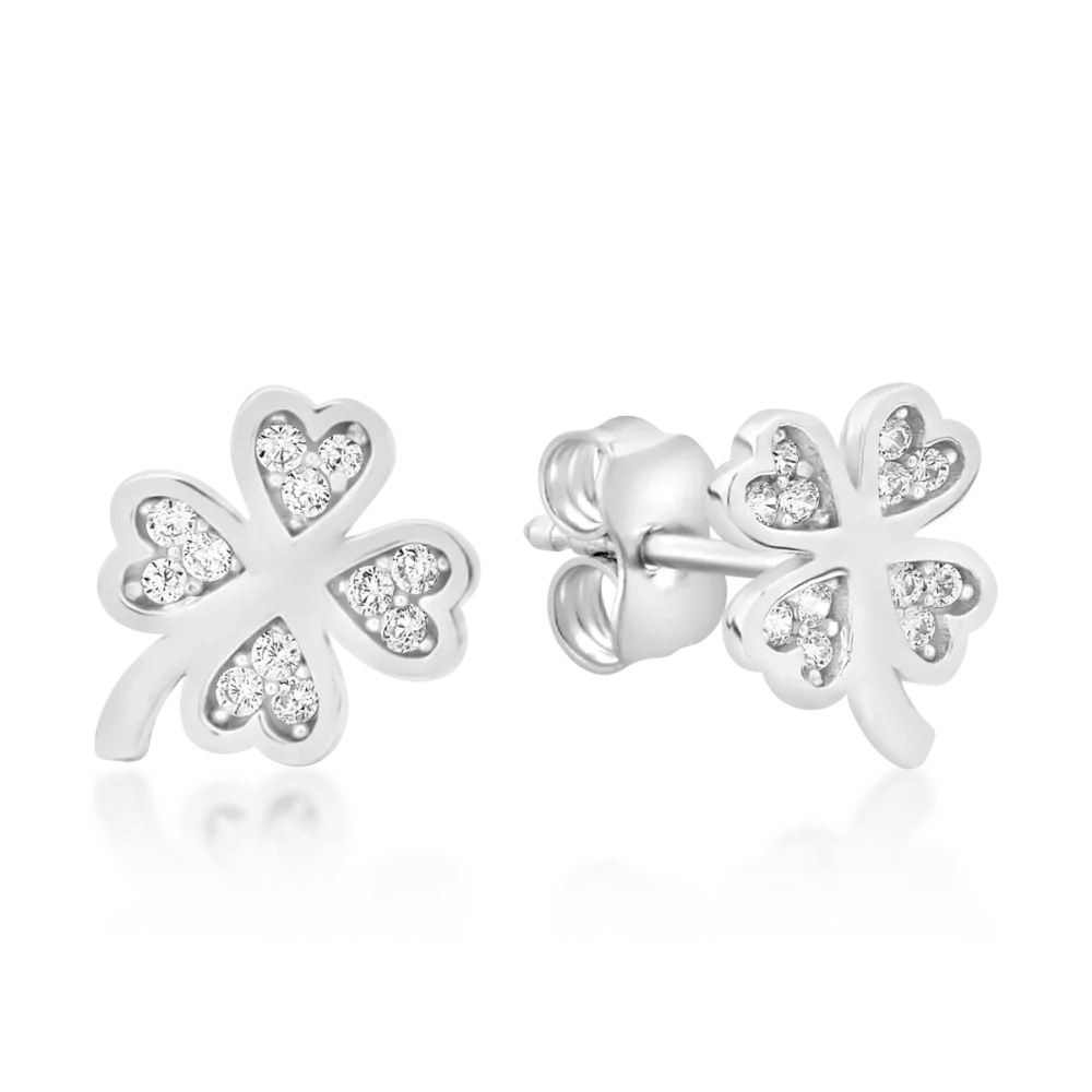 Cercei trifoi din aur alb