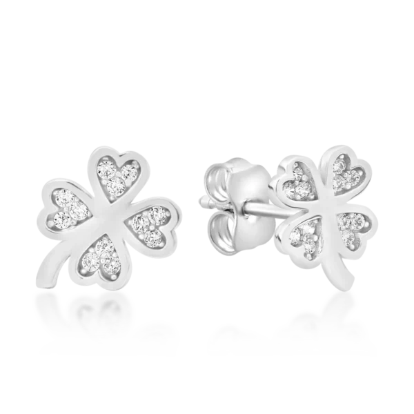 Cercei trifoi din aur alb