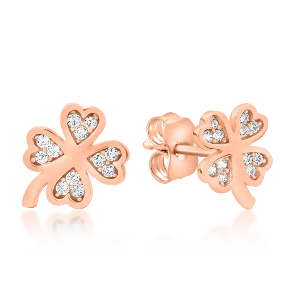 Cercei trifoi din aur roz