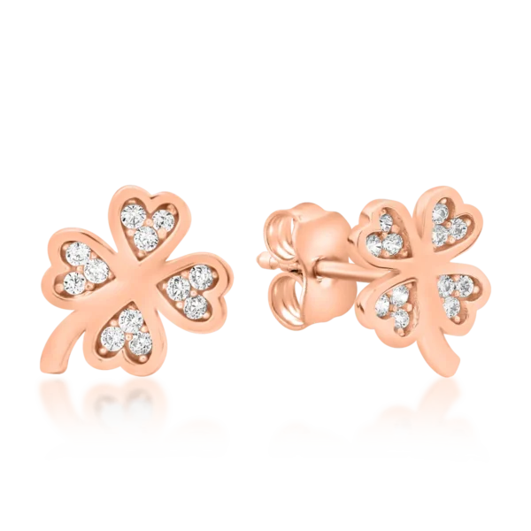 Cercei trifoi din aur roz