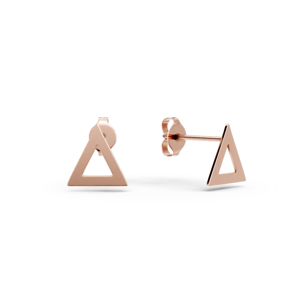 Cercei triunghiulari din aur roz
